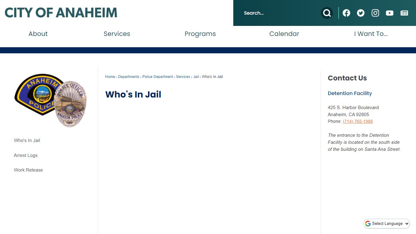 Who's In Jail | Anaheim, CA - Official Website